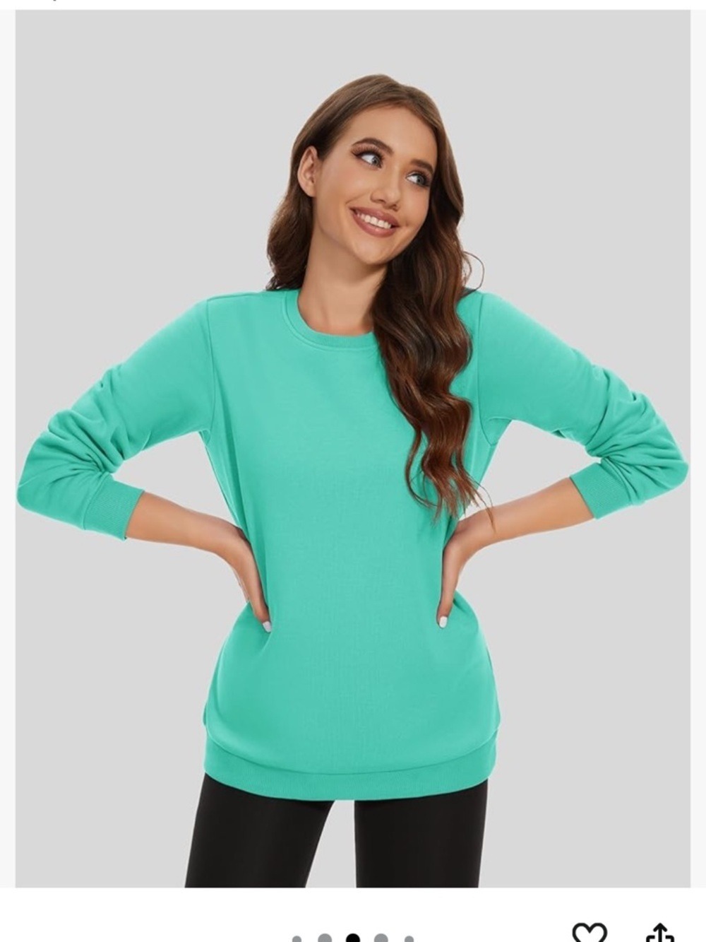 MAGCOMSEN Fleece Lined Sweatshirt Women's XXL Mint Green Crewneck Pullover - Picture 3 of 10